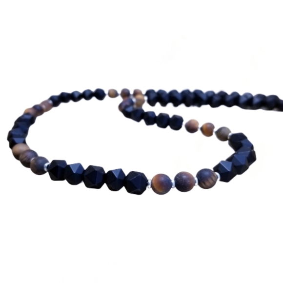 Tiger Eye, Black Onyx & Sterling Silver Ne… - Picture 5 of 8